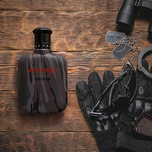 Evaflor Whisky Black Op Eau de Toilette Men - Bold, Mysterious Fragrance with Apple & Pepper, 3.4 Fl Oz