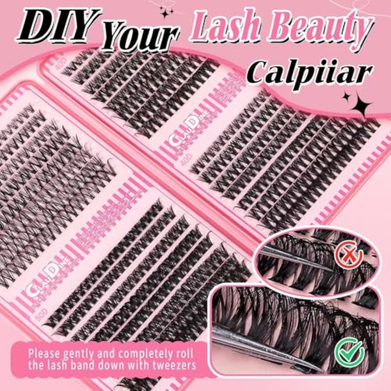 Lash Extension Kit, DIY Eyelash Clusters Kit with Lash Bond and Seal Glue Waterproof, Eyelashes Remover for Lash Cluster Extensions Kit for Beginner,Lashes Applicator Tool (30D40D50D)