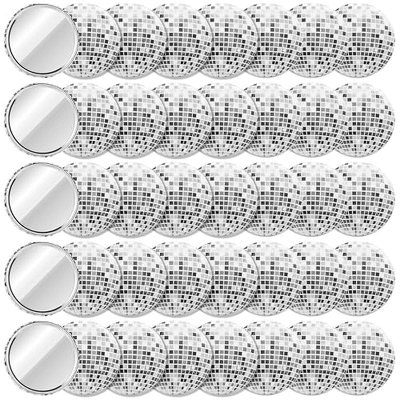 24 Pcs Disco Ball Compact Mirror, Small Round Disco Makeup Mirror Bulk for Party Favors Women