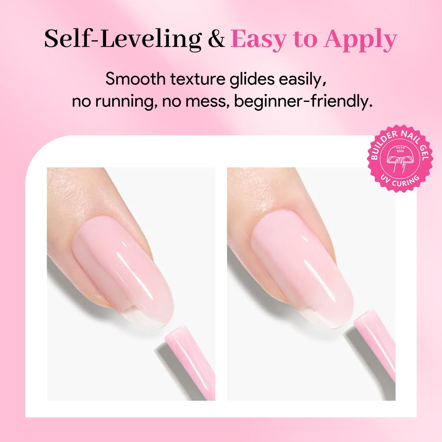 QIEK Baby Pink Gel Polish Builder, 8-in-One Builder Pastel Pink Nail Polish Strengthener Apex Enhancement Extension Hard Building Gel LED Lamp Cured Rubber Base Coat for DIY Salon Manicure Gifts 2025