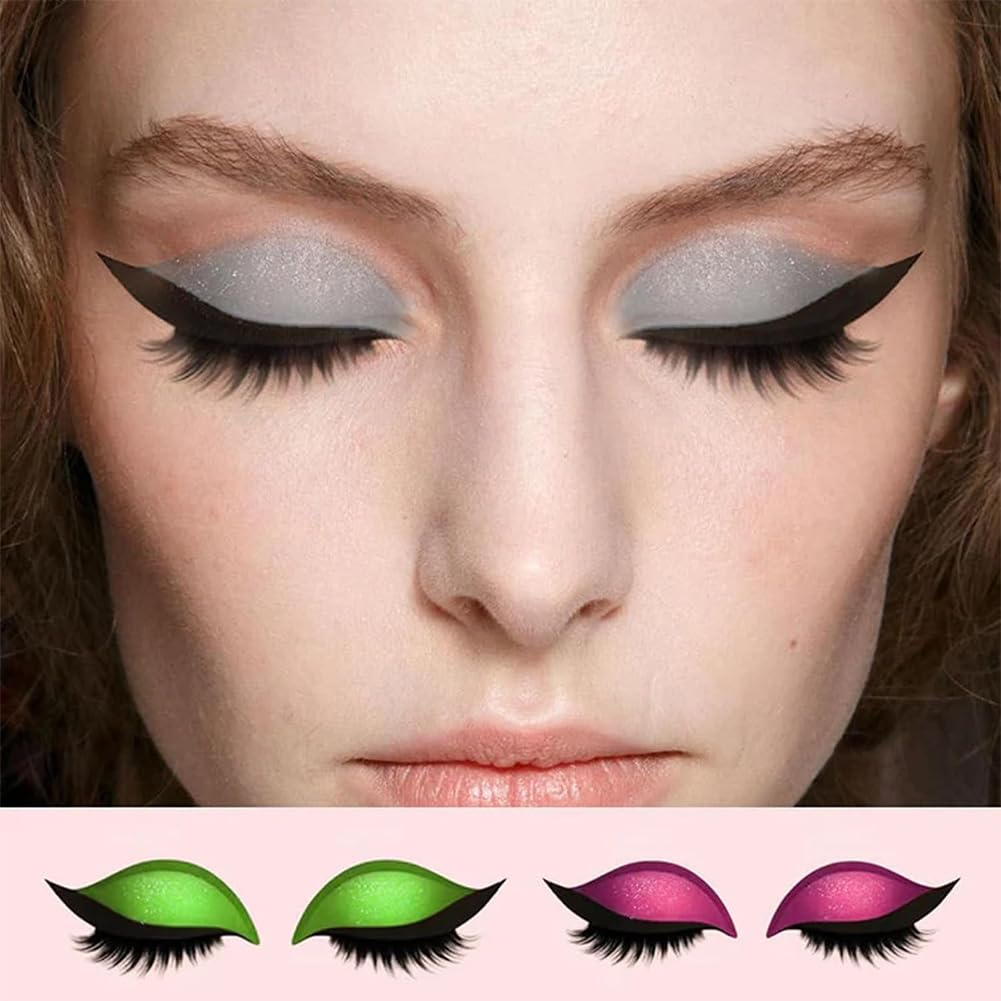 Lazy Eyeshadow Eyelash Patch, Lazy Eyeshadow and Lash Sticker, Eyeshadow Eyelashes Makeup Stickers, One-Second, Quick Makeup, Natural Curl, Waterproof, Long-Lasting, for Party Prom (5Pairs-H)