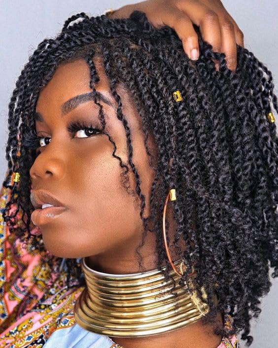 Pre-Looped Micro Twist Crochet Hair Extensions 12 Inch 9 Pack Natural Look