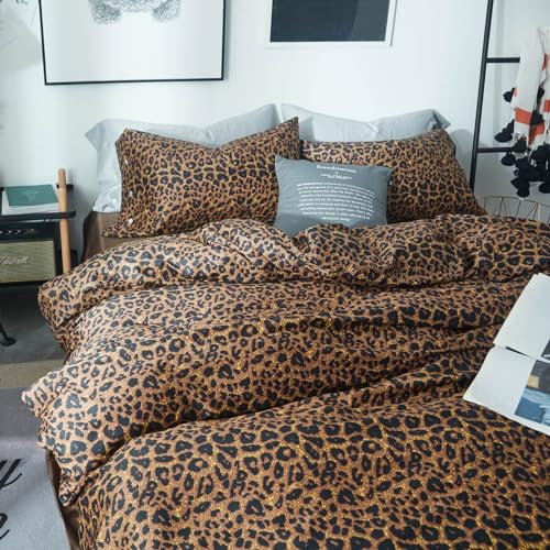 Animal Cheetah Print Queen Comforter Set 3 Pieces - Microfiber Bedding with Pillowcases - Leopard Pattern, All Seasons - Variation 1#