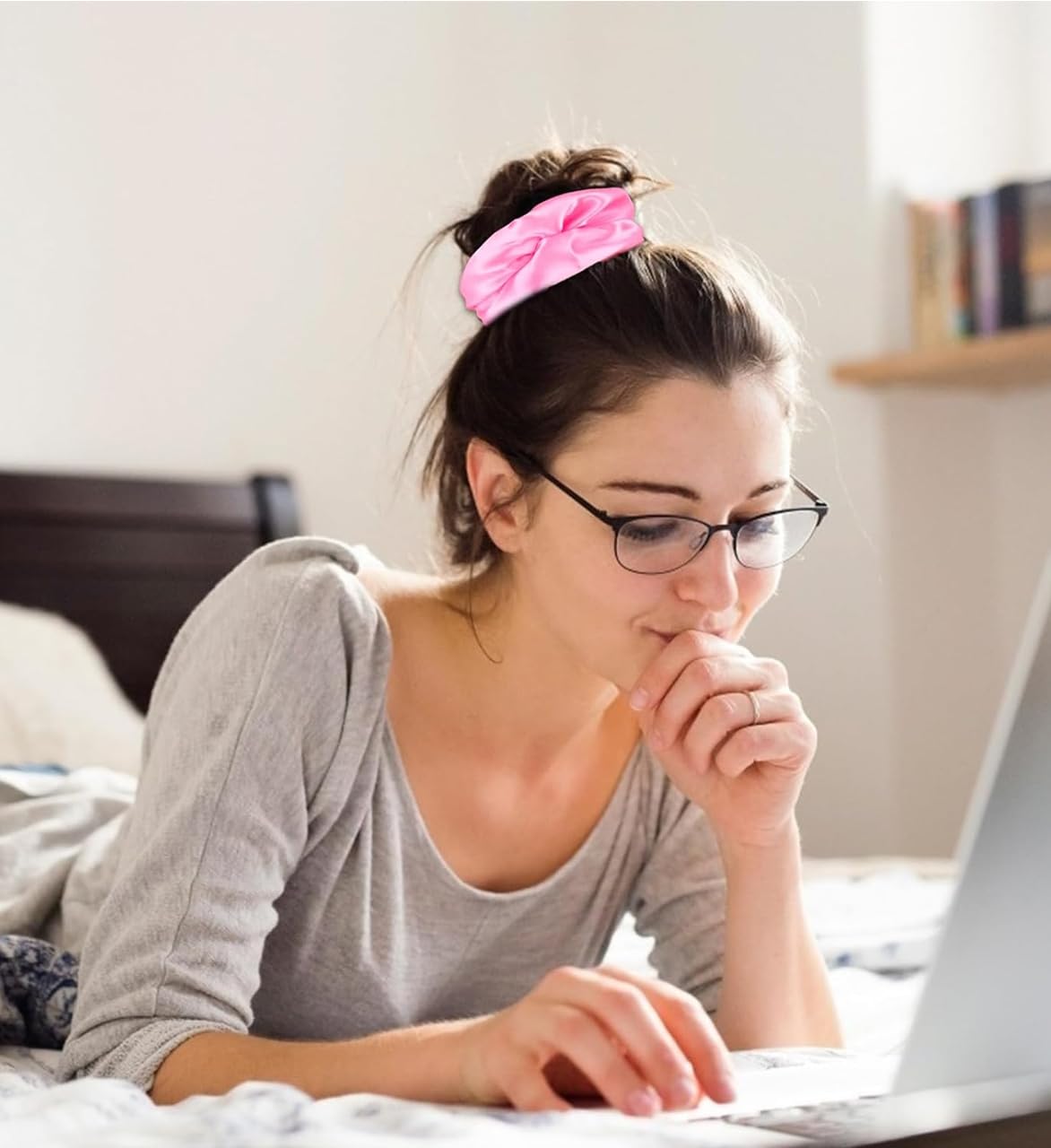 Satin Scrunchies for Women, Silk Hair Ties, Gentle on Thin & Thick Hair and Girls Mulberry Silk Hair Ties for Thick Curly & Thin Hair Soft Ponytail Holder No Damage 16 Pcs