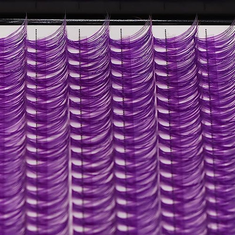 12Rows 40D Purple Color Individual False Eyelashes Large tray 240 Clusters 3D Volume Eyelashes Extensions Thickness 0.07mm D Curl Makeup Colorful Eye Lashes Cluster Beauty Tools (16mm)