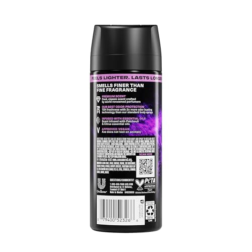 Axe Purple Patchouli Body Spray - Long-Lasting Fragrance, 3 Pack