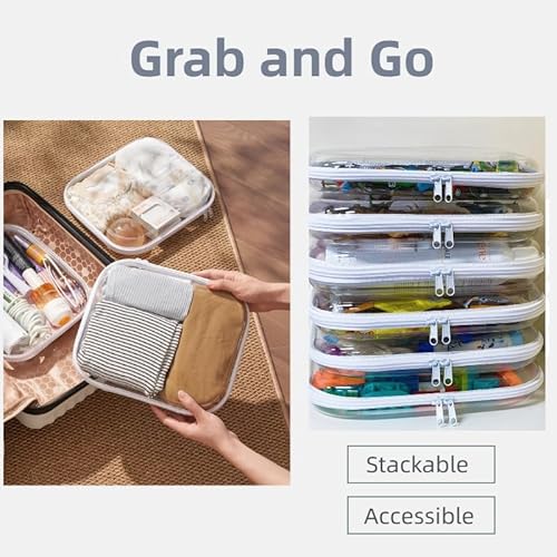 6-Pack Large Clear Hard Shell Zipper Pouches, Clear Zipper Bags, Hard Case Pouches for Purse & Diaper Bag Organizer,and Travel Essentials£¨6L£©