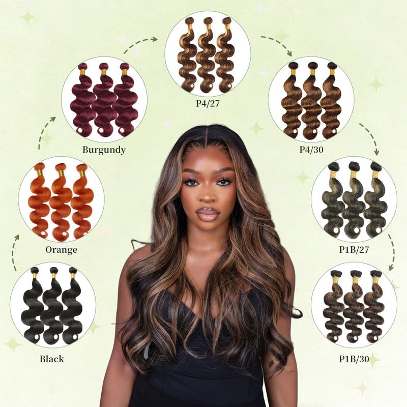 Deep Wave Brown Highlight Hair Bundles - P4/30 - 8, 10, 12 Inch - Human Hair Extensions