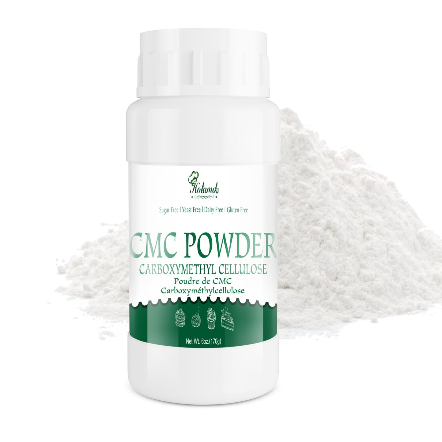 6oz CMC Powder, 100% Pure CMC Powders for Fondant, Premium Tylose Powder Ice Cream Stabilizer, Food Grade Thickener and Water Retention Agent for Frostings, Cake Decoration, Frozen Food, Candy, Yogurt