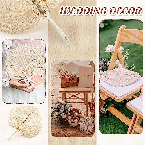 BBTO 32 Pieces Handmade Woven Bamboo Hand Fans Natural Raffia Summer Cooling Supplies - Variation of THIS listing
