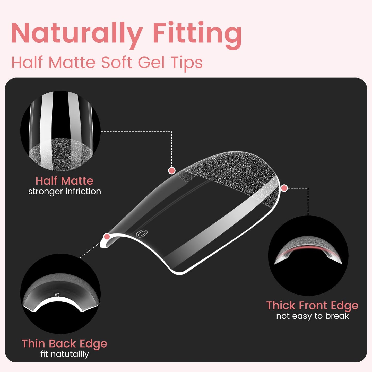 Quaferen Square Nail Tips Short: 240pcs Pre-shape Acrylic Fake Nail Tips Square - 12 Sizes Soft Gel Full Cover Clear Gelly Press on False Tip for Nail Extension Salon Home