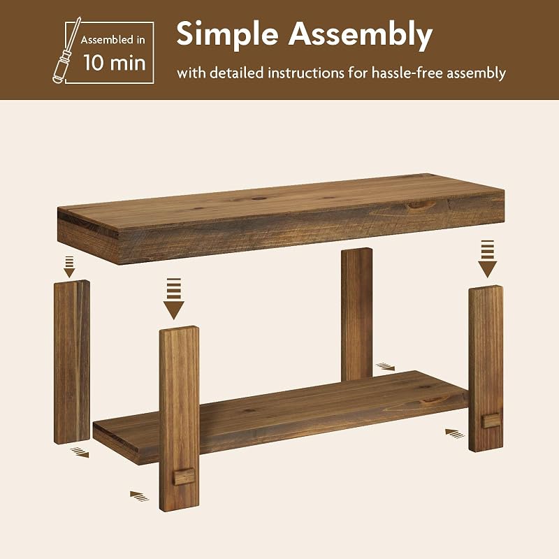 Solid Wood Entryway Bench 31.5" - Farmhouse Narrow Shoe & Storage Bench (Variation: 31.5")