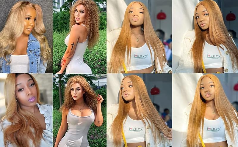 Isufer 10 Inch Honey Blonde Closure 4x4 Swiss Lace Pre Plucked Baby Hair Brazilian Virgin Straight HD Lace