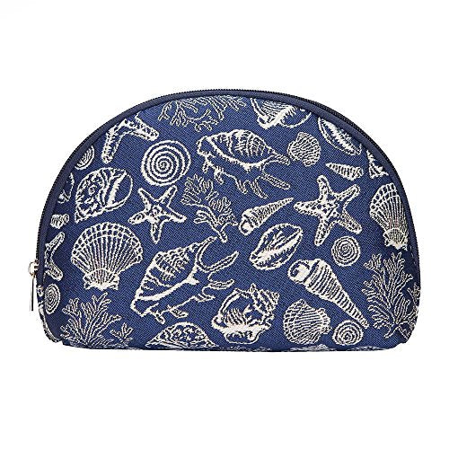 Travel Makeup Bag with Sea Shell Tapestry - Compact Toiletry Organizer for Women - One Size