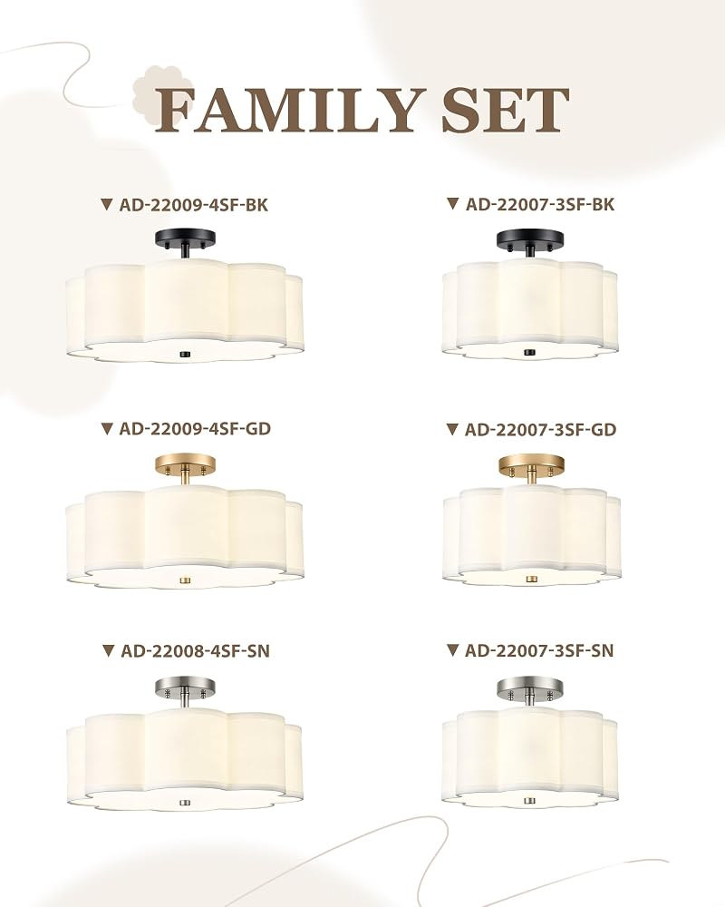 18" Gold Flower Shade Semi-Flush Mount Ceiling Light - 4x E26 Sockets