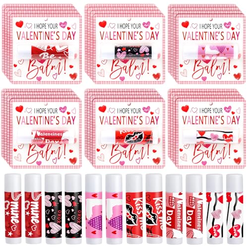 30 Pcs Valentine Lip Balms Bulk Valentine's Day Gifts for Women Galentines Chapstick Gloss 6 Assorted Flavors - Variation of THIS listing