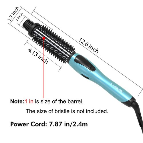 PHOEBE Curling Iron Brush Anti-Scald Bristles Instant Heat Up Dual Voltage Ceramic Tourmaline Ionic Hair Curling Wand for All Hair Types (1 Inch)
