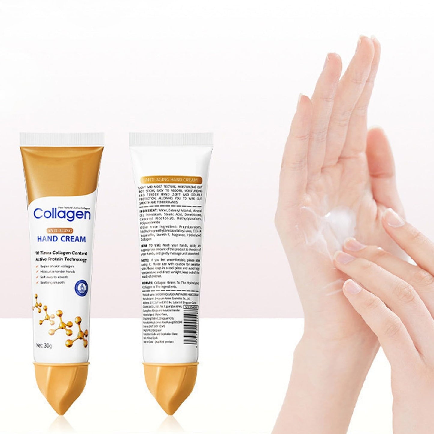 Collagen Hand Cream - 10 Times Collagen Content, Replenishes Skin Collagen, Moisturizes Hands, Reduce Fine Lines - 1.06 Oz (1)