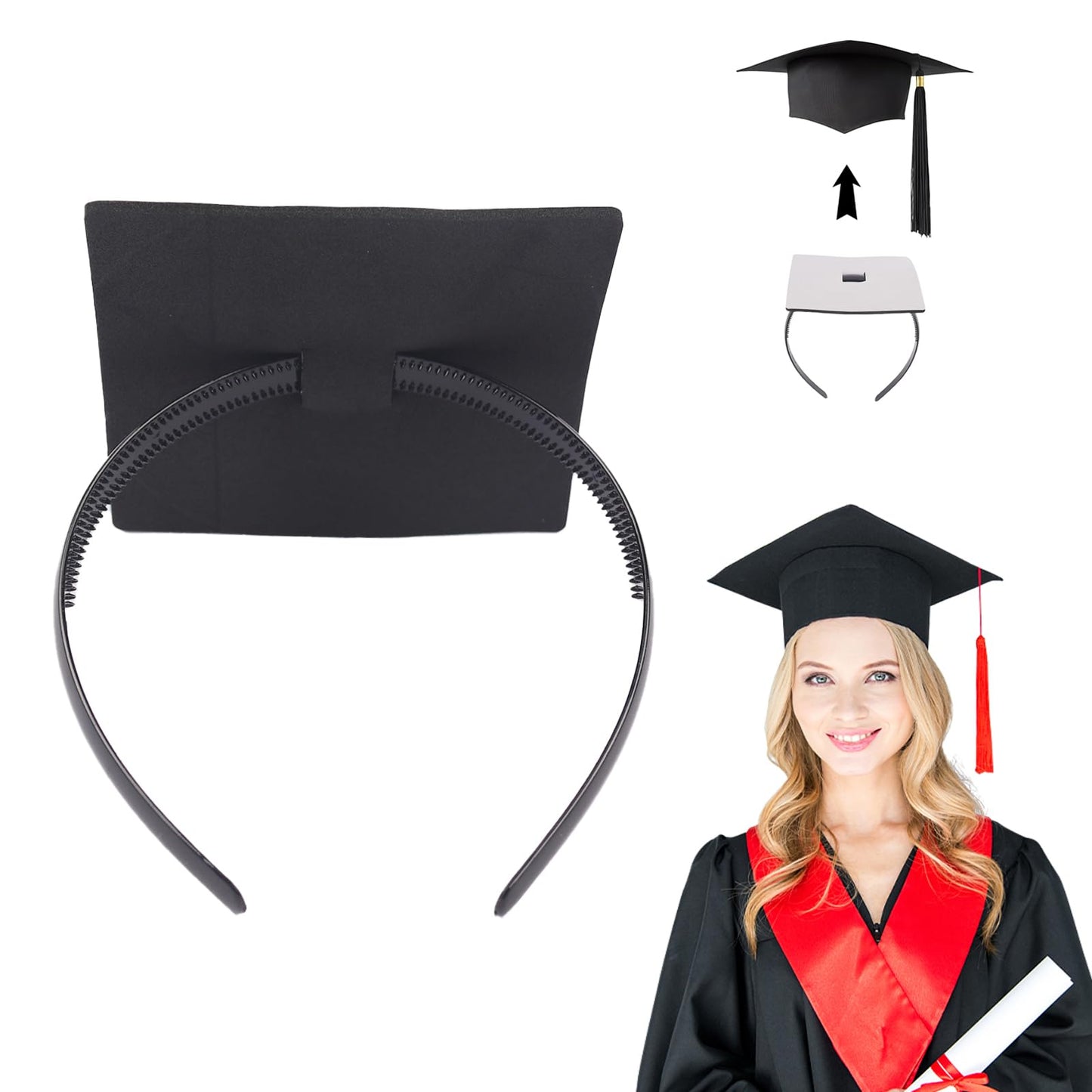 ZEYER Graduation Cap Headband, Comfortable Wear Ensuring Your Cap Stays Securely In Place Throughout Your Graduation Ceremony Caps and Keeps Hairstyle Hat Accessories for Graduates, Students 1 Pack
