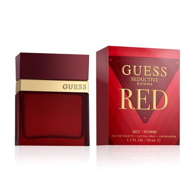 GUESS Seductive Red Men/Homme Eau de Toilette 4 Piece Gift Set - Cologne Spray 3.4 Fl. Oz., Deodorizing Body Spray 6.0 Oz., Shower Gel 3.4 Fl. Oz., & Pouch