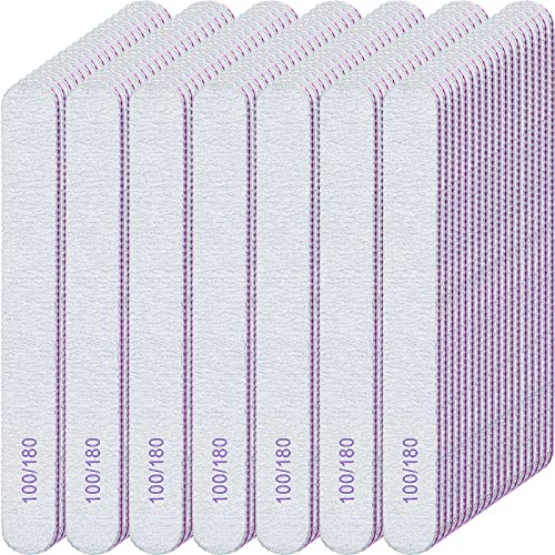100/180 Grit Nail Files Bulk 200 Pcs Emery Boards for Acrylic Nails - Double Sided