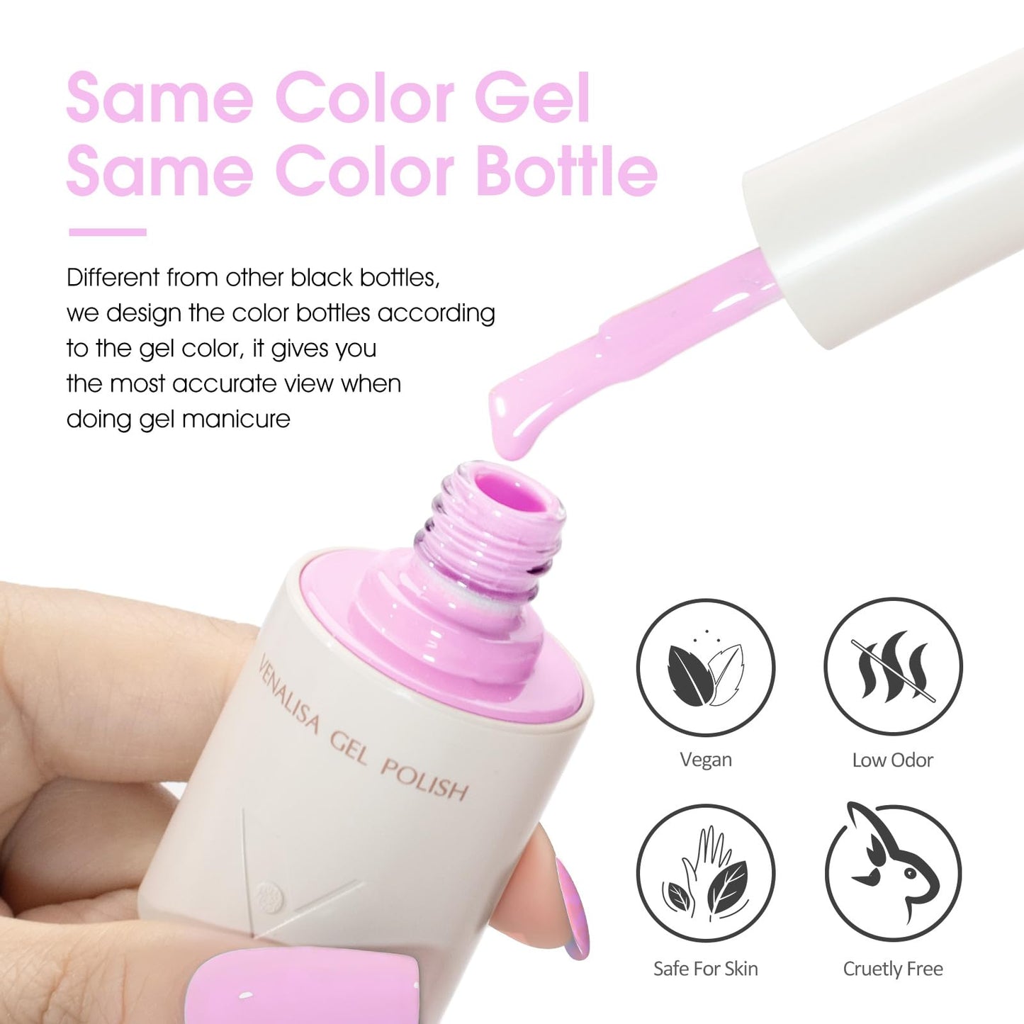 VENALISA Light Purple Gel Nail Polish, 1 Pcs Lavender Gel Polish Pastel Purple Color High Gloss Soak Off U V Nail Manicure Salon and DIY at Home Gifts for Women