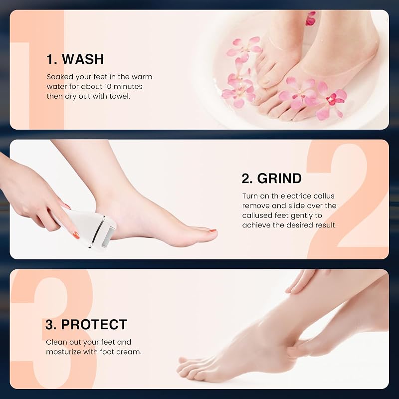 Rechargeable Electric Foot Callus Remover for Cracked Heels – 3 Speeds, Waterproof