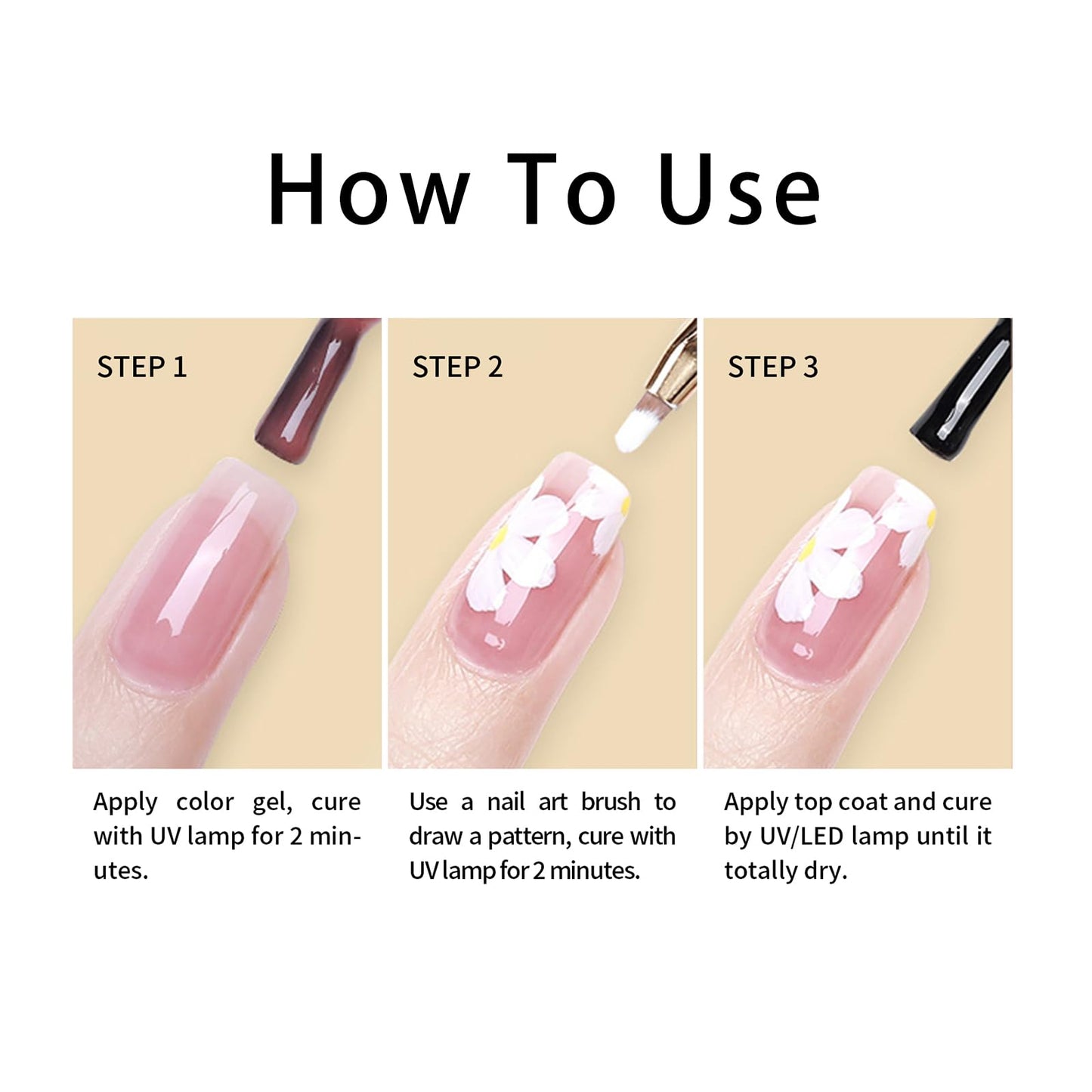 4 Colors Gel Paint for Nails Art Set, White Black Gold Silver Painting Gel for Nail Art Gel Polish Design UV LED for DIY & Nail Salon