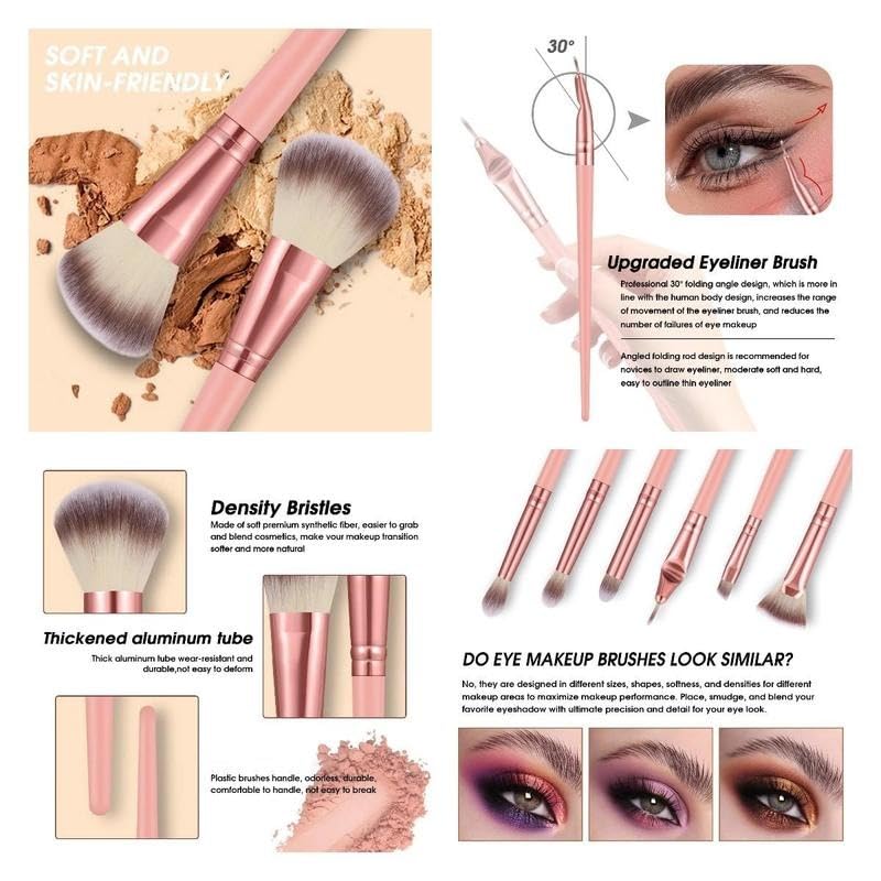 Pink Makeup Brush Set with Case - 61 Professional Synthetic Face & Eye Brushes