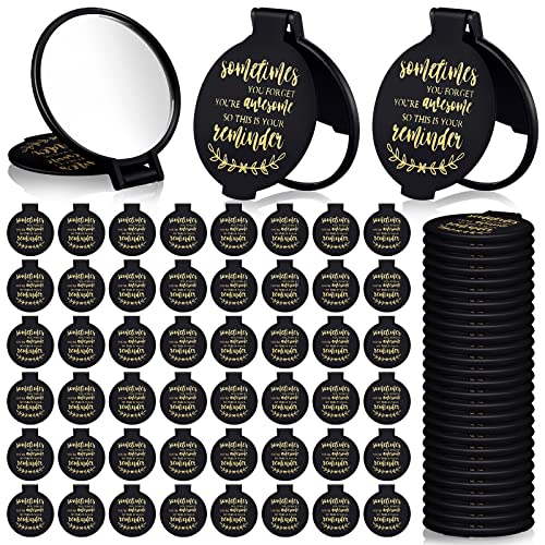 Weysat 48 Pcs Mini Pocket Compact Mirrors Bulk, Sometimes You Forget Your Awesome, Inspirational Gifts for Coworker Employee Guest Positive Affirmation, Small Gifts Bulk for Women, Guests, Christmas