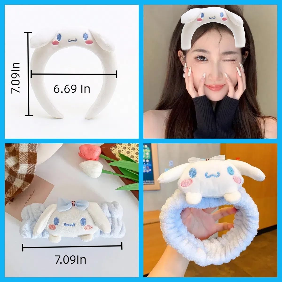 WINBBY 117Pcs Kawaii Cute Stuff Gifts Set Include Headband,Pouch, Hair Band, Hair Ties & Clips,Hairpin, Stickers,Necklace,Bracelet, Keychain(Blue)