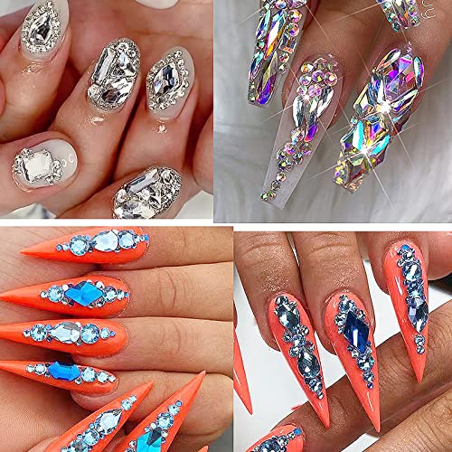 Tatiwoo S2 3800 Pcs Colorful Rhinestones for Nails Multi-Shaped & Sized Nail Art Crystals