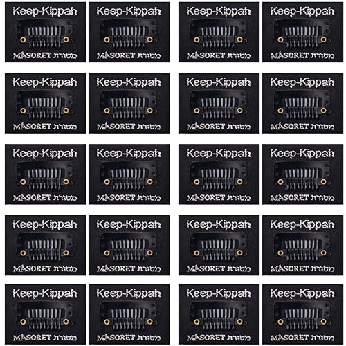 Masoret Jewish Kippah Hair Clip Set - 10 Durable Metal Fasteners with Matching Comb