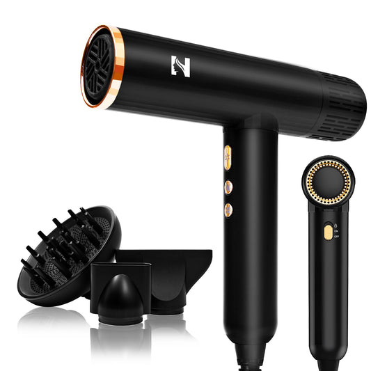 Nicebay Hair Dryer, Ionic Blow Dryer with Diffuser, 1600W &110000RPM High-Speed Brushless Motor for Fast Drying, Lock Function, Constant Temperature, Lightweight