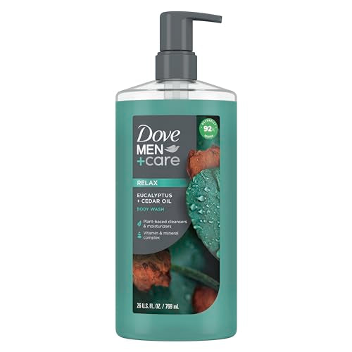 DOVE MEN+CARE Body Wash Sandalwood & Cardamom Oil, Hydrating & Rejuvenating, 26 oz