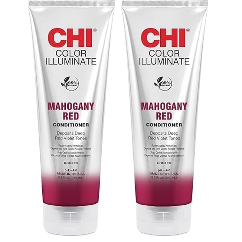 CHI Color Illuminate Conditioner,Helps Maintain Fresh Color In Natural & Color-treated Hair,Sulfate,Paraben,& Cruelty-Free,Mahogany Red,8.5 Oz,(Pack of 2)