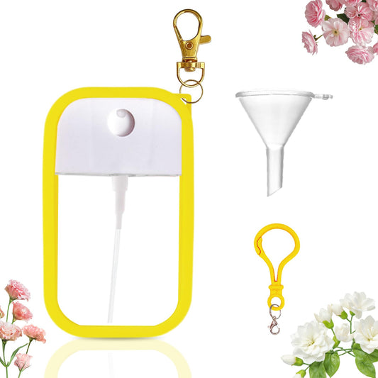 Silicone Case for Hand Sanitizer Spray 2025 Upgrade,Protective Case with Keychain,Non-Slip Grip,with Dust Cover& 50ml Portable Spray bottle&funnel,for Perfume, Body Care, Cosmetics