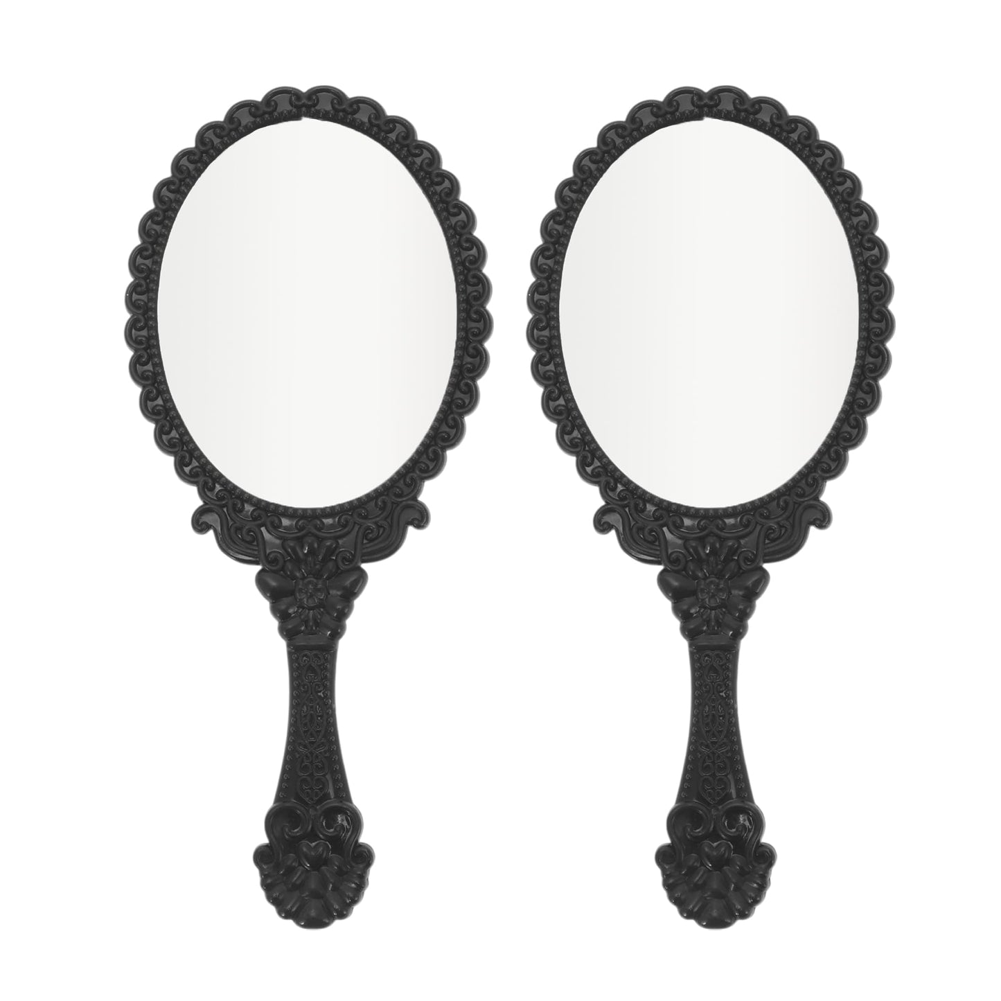 Delicate Handheld Mirror Black 2 Pcs
