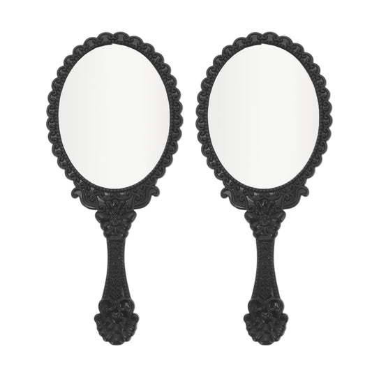 Delicate Handheld Mirror Black 2 Pcs