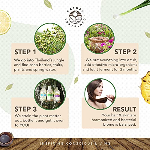 Unscented Probiotic Soapberry Body Wash, Shampoo & Conditioner Set - 3 Pack, pH Balanced for Sensitive Skin (9 Oz Bottles)