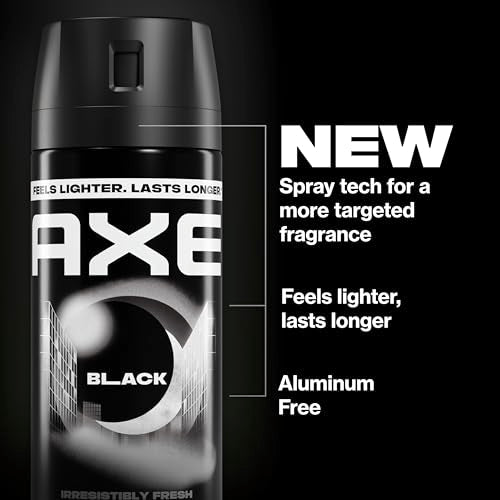 AXE Black Body Spray 4 Pack, 2.9 oz Each - 48 Hour Fresh Scent, Targeted Spray Technology