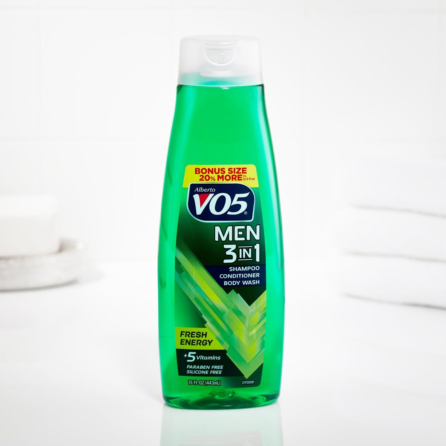 VO5 Alberto Men 3 in 1 Fresh Ocean Surge - 3 in 1 Shampoo Conditioner and Body Wash - With 5 Oils and 5 Vitamins - Energizing Ocean Scent - 15 oz