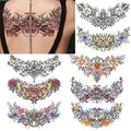 Floral Temporary Tattoo for Women, 8-Pack 7.5inx12.5in Large Realistic Flower Tattoos Stickers, Long-lasting Horizontal Fake Tattoos, Makeup for Girls Chest Back Underboob Waist Body