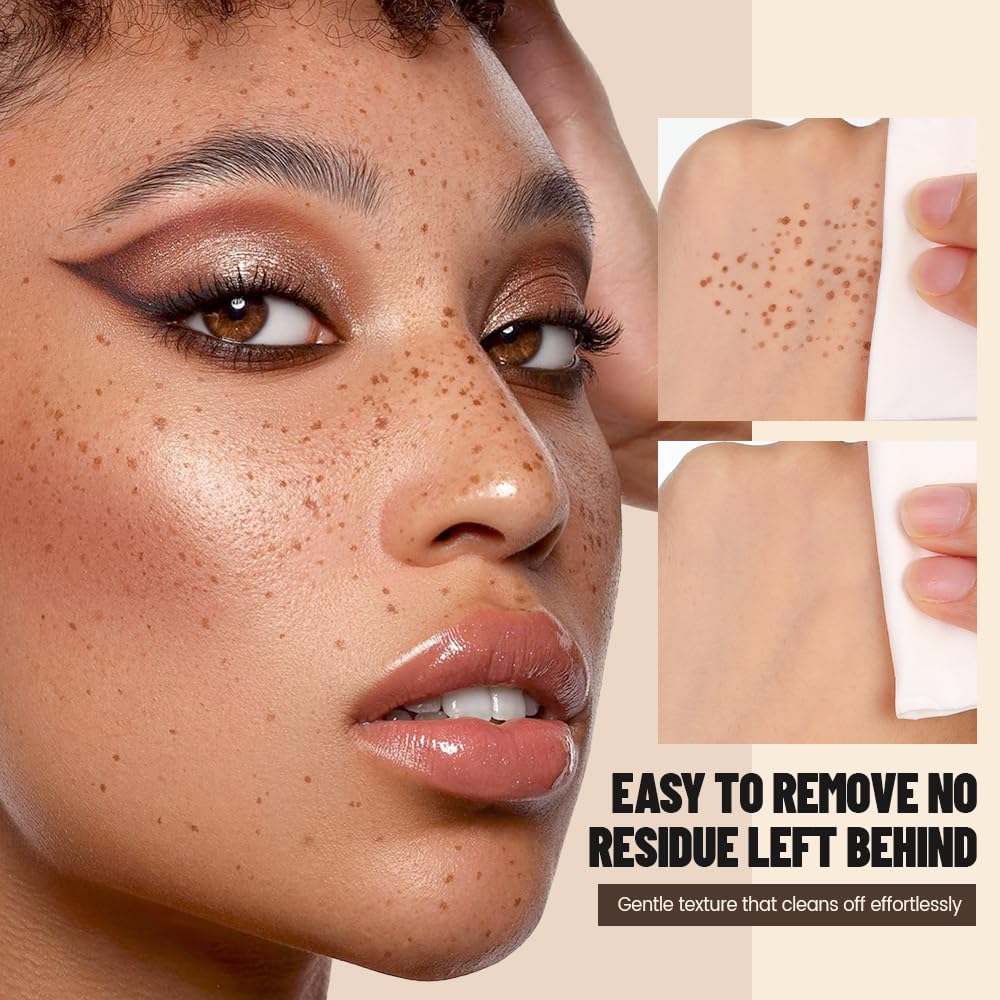 Upgrade Faux Freckle Stamp Pen – Waterproof Fake Freckles Makeup Tool, Natural-Looking Freckle Maker & Spray with Multi-Prong Precision Stamp Head, Long-Lasting Sunkissed Makeup (03 Coffee)