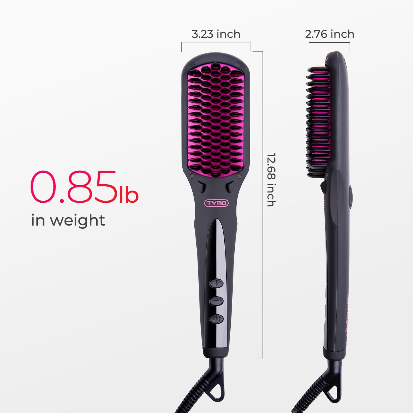 TYMO Ionic Hair Straightener Brush - One-Step Hair Straightener for Women, Straightening Brush with Negative Ions, 16 Temp Settings, LCD Display, Dual Voltage, Hot Comb Flat Iron for Frizz-Free Styles