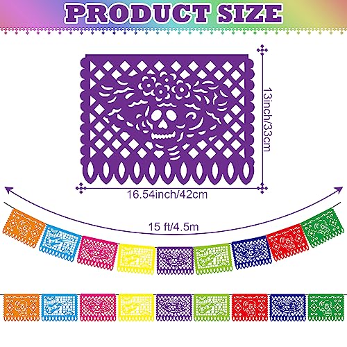 Kinlop 450 FT Mexican Fiesta Banners - Set of 30 Colorful Papel Picado Decorations