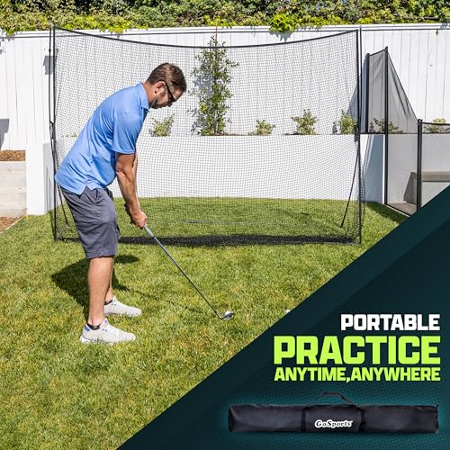 Standard 10x7 ft Golf Practice Net - Black Personal Driving Range for Indoor & Outdoor Use