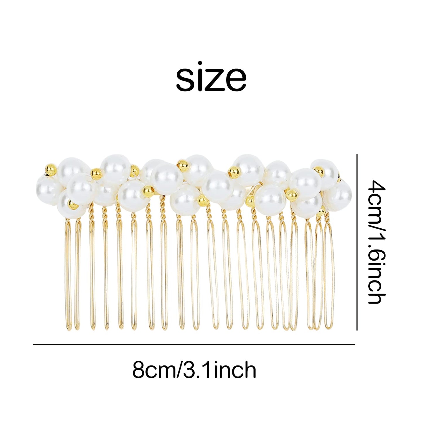 Lawie 6 Pack Luxury Fancy Jeweled Gems Crystal Diamond Pearl Rhinestone Glitter Sparkly Decorative Metal Side Hair Combs Teeth Slide Hair Clips Barrettes French Twist Thick Hair Holder for Women Girls