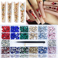 3820 Pcs Rhinestones for Nails, Red Emerald Green Royal Light Lake Blue Gold Nail Rhinestones Crystals Multi Shaped Sized Flatback Nails Glass Gems Crystals for Nails DIY Crafts