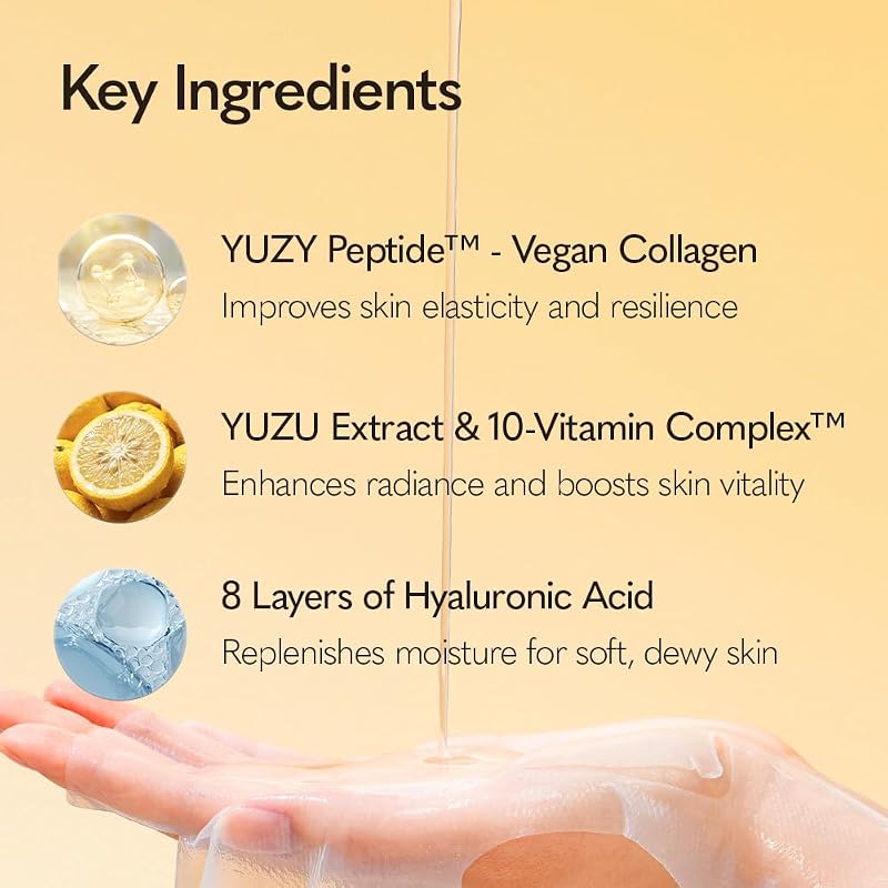 Deep Glow Sheet Mask with Yuzy Peptide & Yuzu Extract - 33g x5